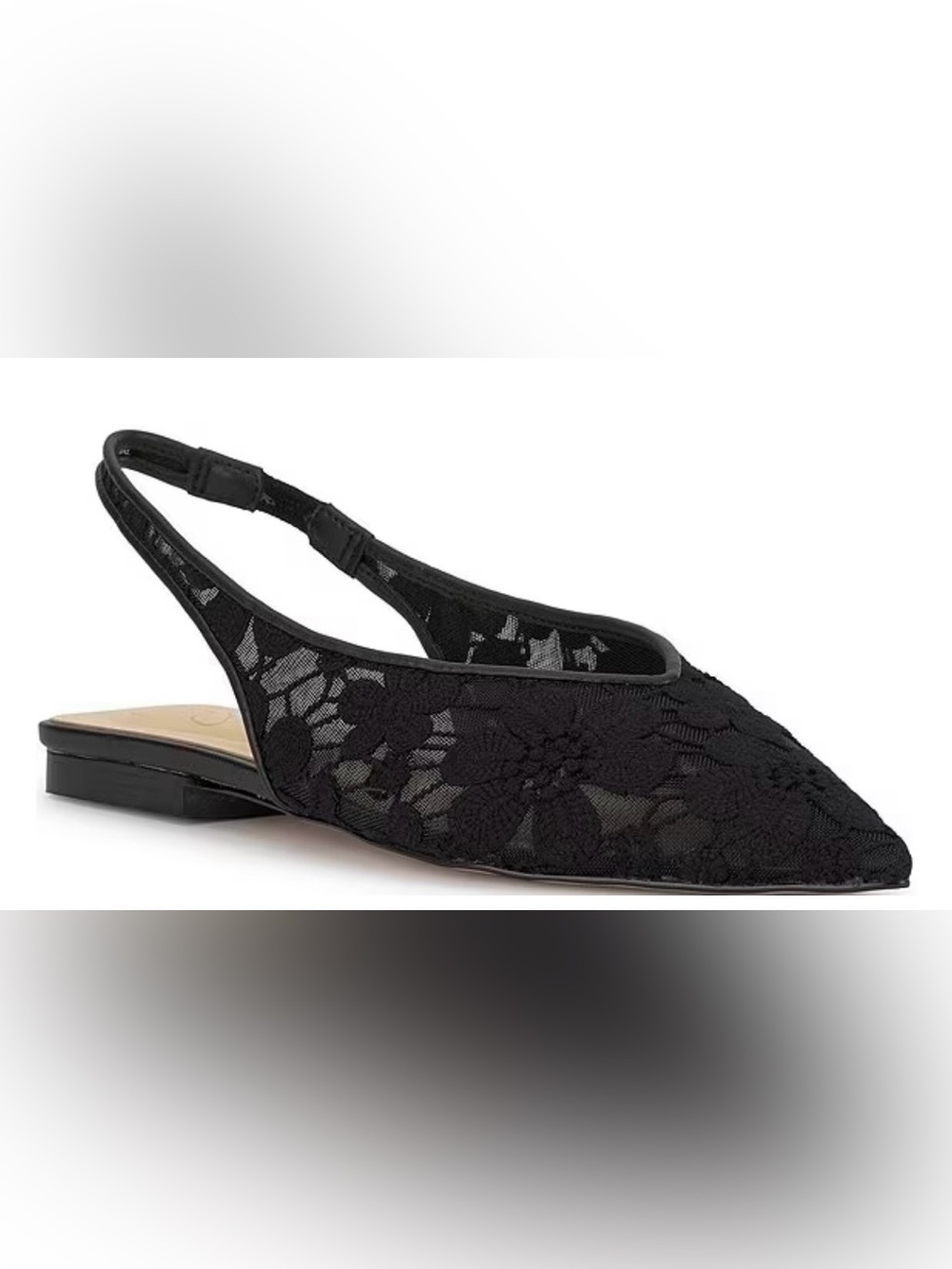 Jessica Simpson Mezzah Black Floral Slingback Flats